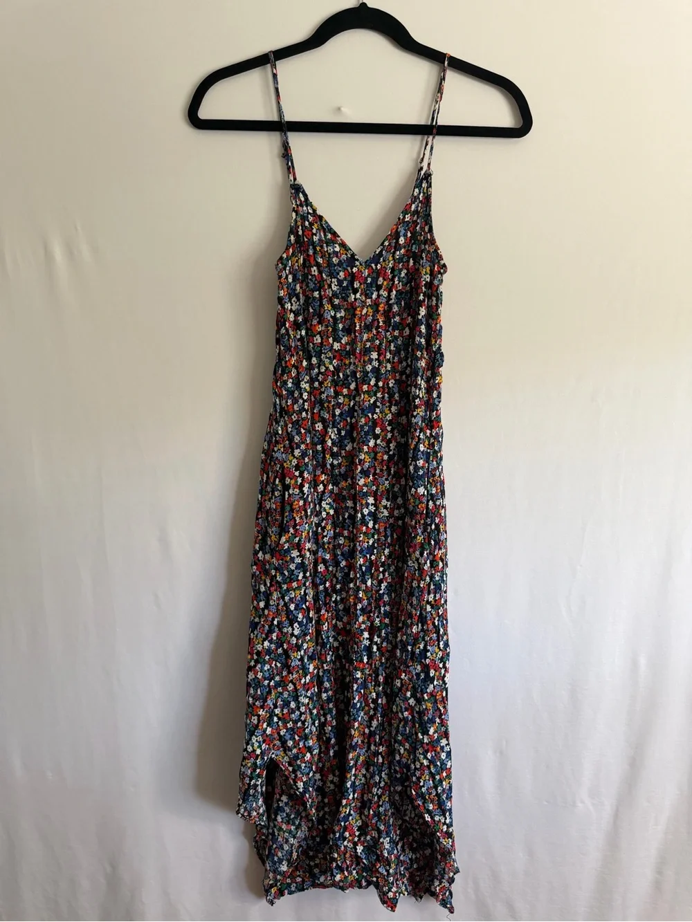 Gap Floral Handkerchief Cami Dress Womens XS Black Multicolor 2010s Cottagecore